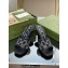 Gucci Heel 7.5cm GG crystal mesh mid-heel slide sandals 747245 Black/Silver 2023