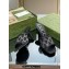 Gucci Heel 7.5cm GG crystal mesh mid-heel slide sandals 747245 Black/Silver 2023