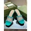 Gucci Heel 7.5cm GG crystal mesh mid-heel slide sandals 747245 Green 2023
