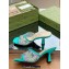Gucci Heel 7.5cm GG crystal mesh mid-heel slide sandals 747245 Green 2023