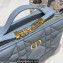 Dior Caro Box Bag in Quilted Macrocannage Calfskin Light Blue