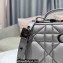 Dior Caro Box Bag in Quilted Macrocannage Calfskin Gray