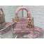 Lady Dior Mini D-Lite Bag  in Pink and Gray Toile de Jouy Sauvage Embroidery