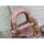 Lady Dior Mini D-Lite Bag  in Pink and Gray Toile de Jouy Sauvage Embroidery
