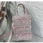 Dior Mini Dioriviera Book Tote Phone Bag in Gray and Pink Toile de Jouy Reverse Embroidery