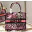 Dior Small Book Tote Bag in Multicolor Toile de Jouy Voyage Embroidery Pink