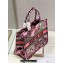 Dior Medium Book Tote Bag in Multicolor Toile de Jouy Voyage Embroidery Pink