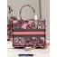 Dior Medium Book Tote Bag in Multicolor Toile de Jouy Voyage Embroidery Pink