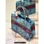Dior Medium Book Tote Bag in Multicolor Toile de Jouy Voyage Embroidery Blue