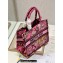 Dior Small Book Tote Bag in Multicolor Toile de Jouy Voyage Embroidery Fuchsia