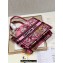 Dior Small Book Tote Bag in Multicolor Toile de Jouy Voyage Embroidery Fuchsia