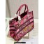 Dior Medium Book Tote Bag in Multicolor Toile de Jouy Voyage Embroidery Fuchsia