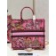 Dior Large Book Tote Bag in Multicolor Toile de Jouy Voyage Embroidery Fuchsia