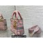 Lady Dior Mini D-Lite Bag  in Pink and Gray Toile de Jouy Sauvage Embroidery