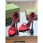 Gucci Heel 8.5cm strappy sandals with Crystal Double G 748867 patent Leather Red 2023