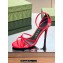 Gucci Heel 8.5cm strappy sandals with Crystal Double G 748867 patent Leather Red 2023