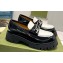 Gucci lug sole loafers with Interlocking G detail and chain 752650 Leather Black/White 2023