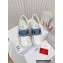 Valentino Heel 9cm platform 3cm Open Disco wedge Sneakers in calfskin White/Denim Blue 2023