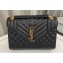 Saint Laurent medium envelope Bag in quilted grain de poudre embossed leather 600185 Black/Gold