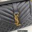 Saint Laurent medium envelope Bag in quilted grain de poudre embossed leather 600185 Black/Gold
