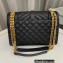 Saint Laurent medium envelope Bag in quilted grain de poudre embossed leather 600185 Black/Gold