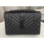 Saint Laurent medium envelope Bag in quilted grain de poudre embossed leather 600185 Black