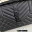 Saint Laurent medium envelope Bag in quilted grain de poudre embossed leather 600185 Black
