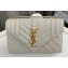 Saint Laurent small envelope Bag in quilted grain de poudre embossed leather 600195 White