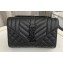 Saint Laurent small envelope Bag in quilted grain de poudre embossed leather 600195 Black