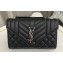 Saint Laurent small envelope Bag in quilted grain de poudre embossed leather 600195 Black/Silver
