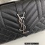 Saint Laurent small envelope Bag in quilted grain de poudre embossed leather 600195 Black/Silver