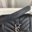 Saint Laurent small envelope Bag in quilted grain de poudre embossed leather 600195 Black/Silver