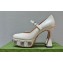Gucci Heel 14cm platform 4cm pumps with GG studs 740602 Creamy 2023