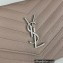 Saint Laurent cassandre matelassé envelope chain wallet in grain de poudre embossed leather 393953/742920/695108 Pink/Silver