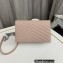 Saint Laurent cassandre matelassé envelope chain wallet in grain de poudre embossed leather 393953/742920/695108 Pink/Silver