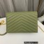 Saint Laurent cassandre matelassé envelope chain wallet in grain de poudre embossed leather 393953/742920/695108 Green/Gold