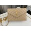 Saint Laurent cassandre matelassé envelope chain wallet in grain de poudre embossed leather 393953/742920/695108 Beige/Gold