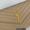 Saint Laurent cassandre matelassé envelope chain wallet in grain de poudre embossed leather 393953/742920/695108 Beige/Gold