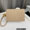 Saint Laurent cassandre matelassé envelope chain wallet in grain de poudre embossed leather 393953/742920/695108 Beige/Gold