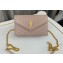 Saint Laurent cassandre matelassé envelope chain wallet in grain de poudre embossed leather 393953/742920/695108 Pink/Gold