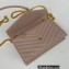 Saint Laurent cassandre matelassé envelope chain wallet in grain de poudre embossed leather 393953/742920/695108 Pink/Gold