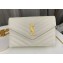 Saint Laurent cassandre matelassé envelope chain wallet in grain de poudre embossed leather 393953/742920/695108 White/Gold