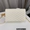 Saint Laurent cassandre matelassé envelope chain wallet in grain de poudre embossed leather 393953/742920/695108 White/Gold