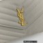 Saint Laurent cassandre matelassé envelope chain wallet in grain de poudre embossed leather 393953/742920/695108 Creamy/Gold
