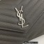 Saint Laurent cassandre matelassé envelope chain wallet in grain de poudre embossed leather 393953/742920/695108 Gray/Silver