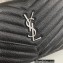 Saint Laurent cassandre matelassé envelope chain wallet in grain de poudre embossed leather 393953/742920/695108 Black/Silver