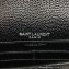 Saint Laurent cassandre matelassé envelope chain wallet in grain de poudre embossed leather 393953/742920/695108 Black/Silver