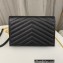 Saint Laurent cassandre matelassé envelope chain wallet in grain de poudre embossed leather 393953/742920/695108 Black/Gold