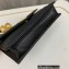Saint Laurent cassandre matelassé envelope chain wallet in grain de poudre embossed leather 393953/742920/695108 Black/Gold