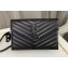 Saint Laurent cassandre matelassé envelope chain wallet in grain de poudre embossed leather 393953/742920/695108 Black